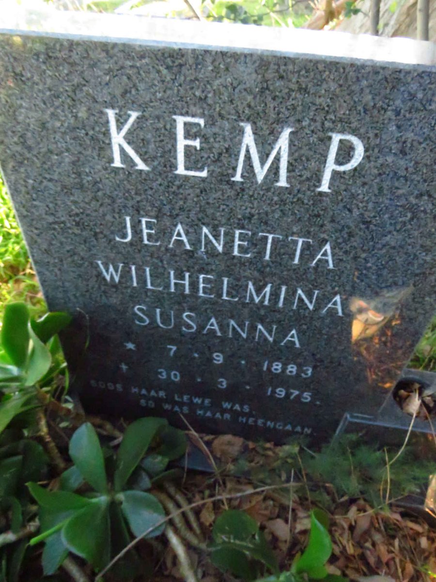 KEMP Jeanetta Wilhelmina Susanna 1883-1975