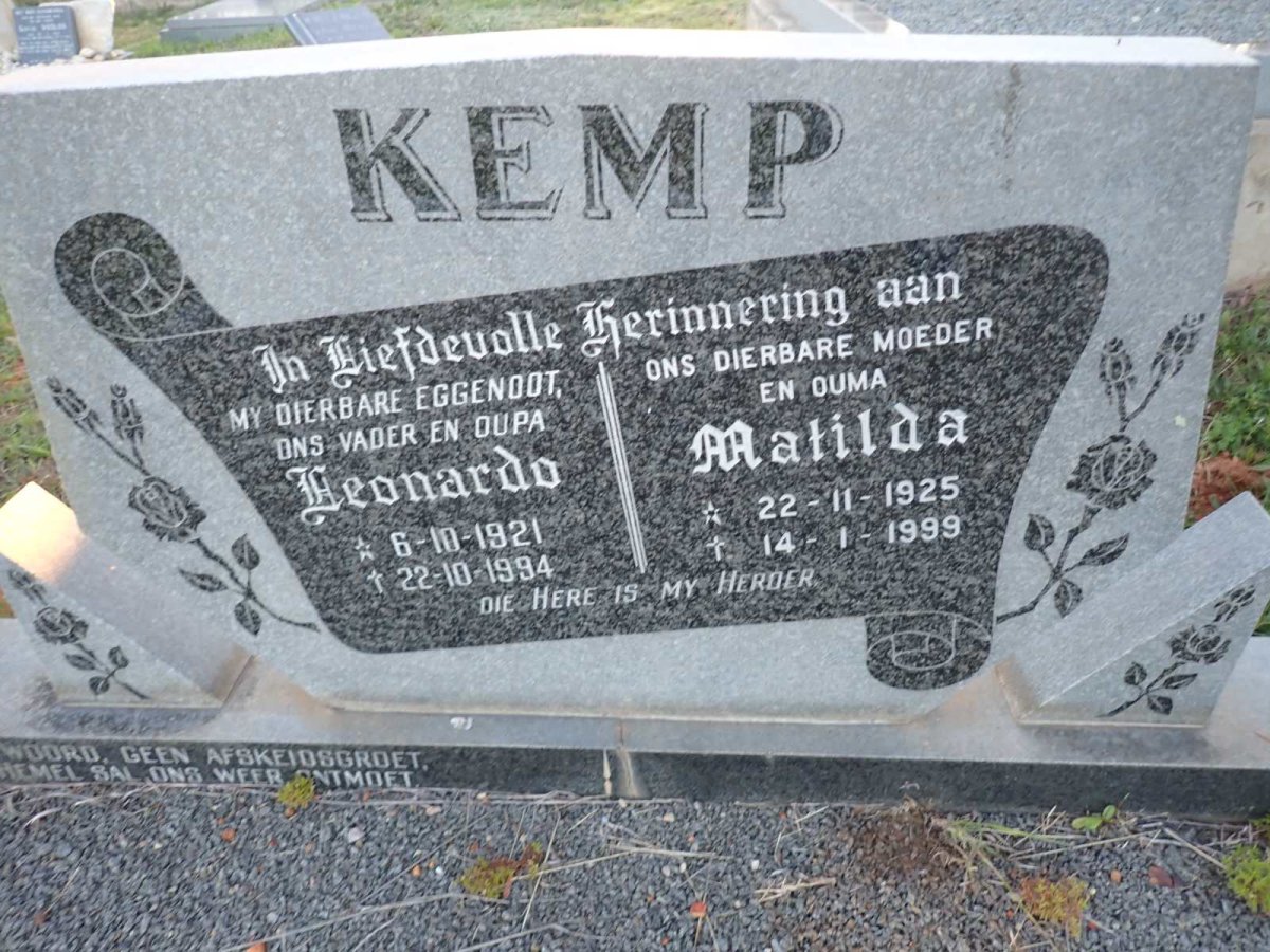 KEMP Leonardo 1921-1994 & Matilda 1925-1999