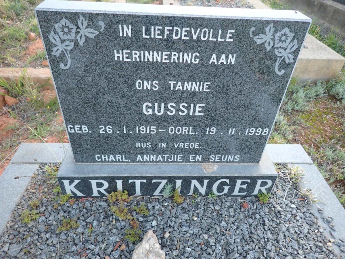 KRITZINGER Gussie 1915-1998