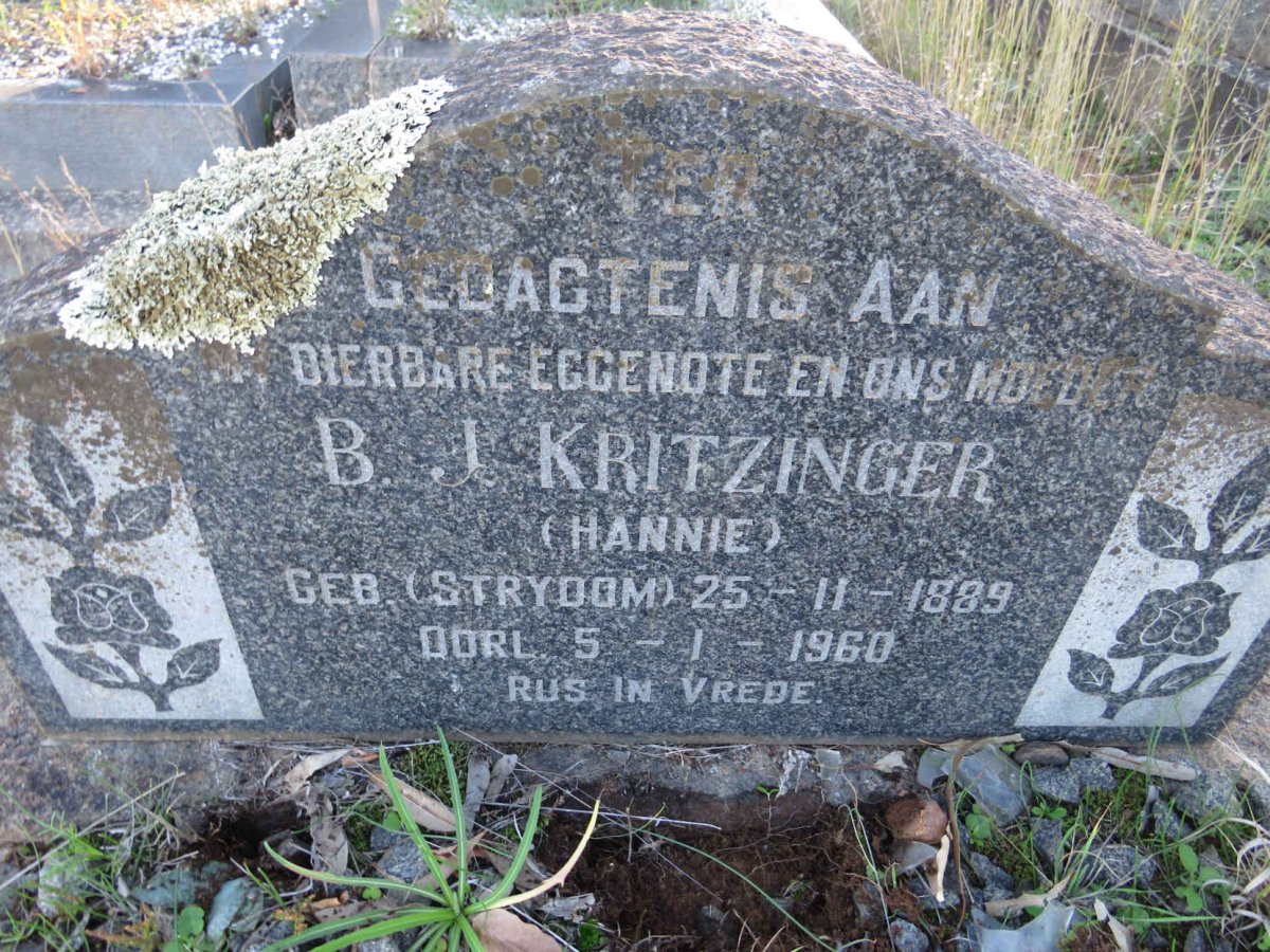 KRITZINGER B.J. nee STRYDOM 1889-1960
