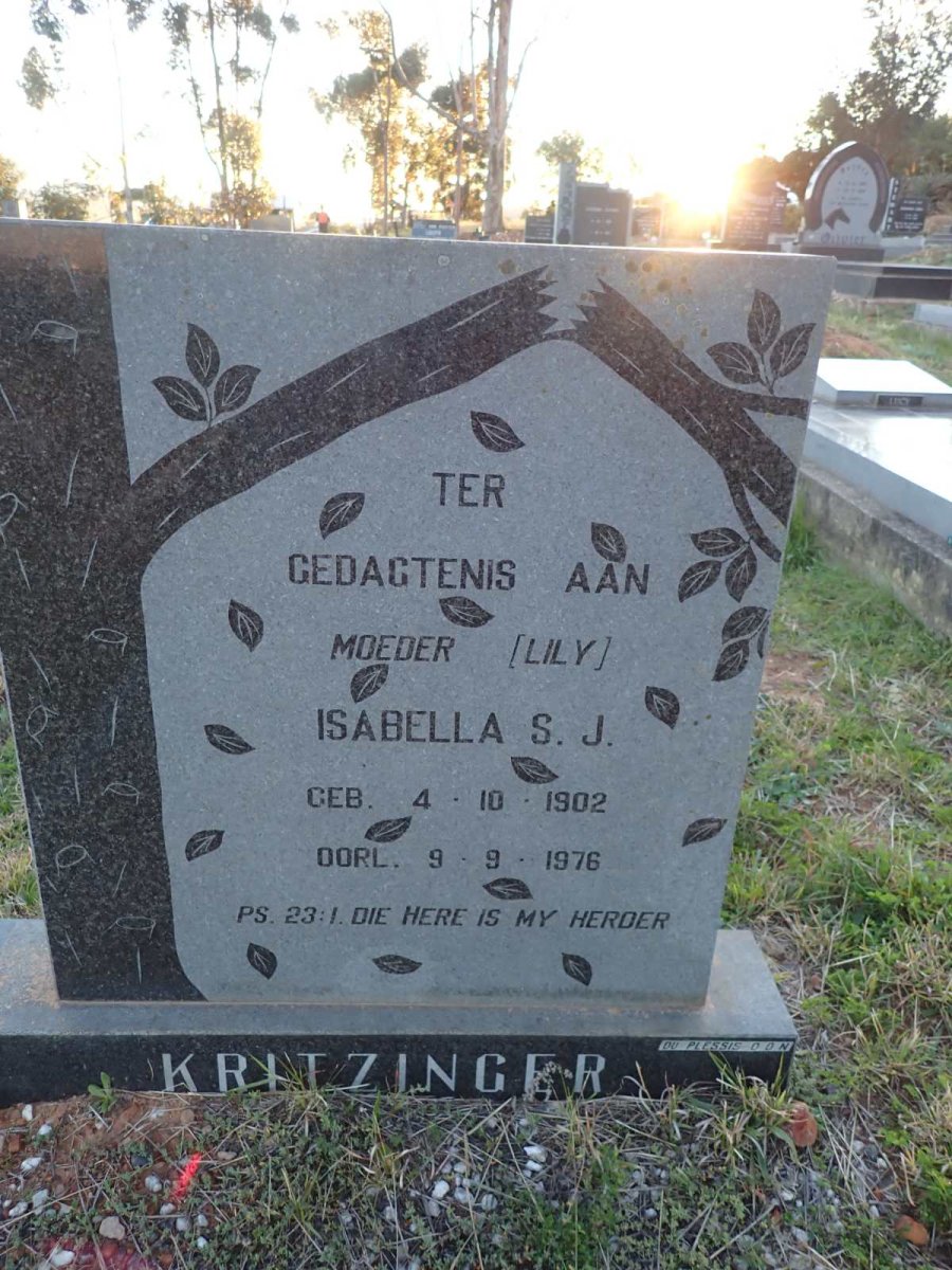 KRITZINGER Isabella S.J. 1902-1976