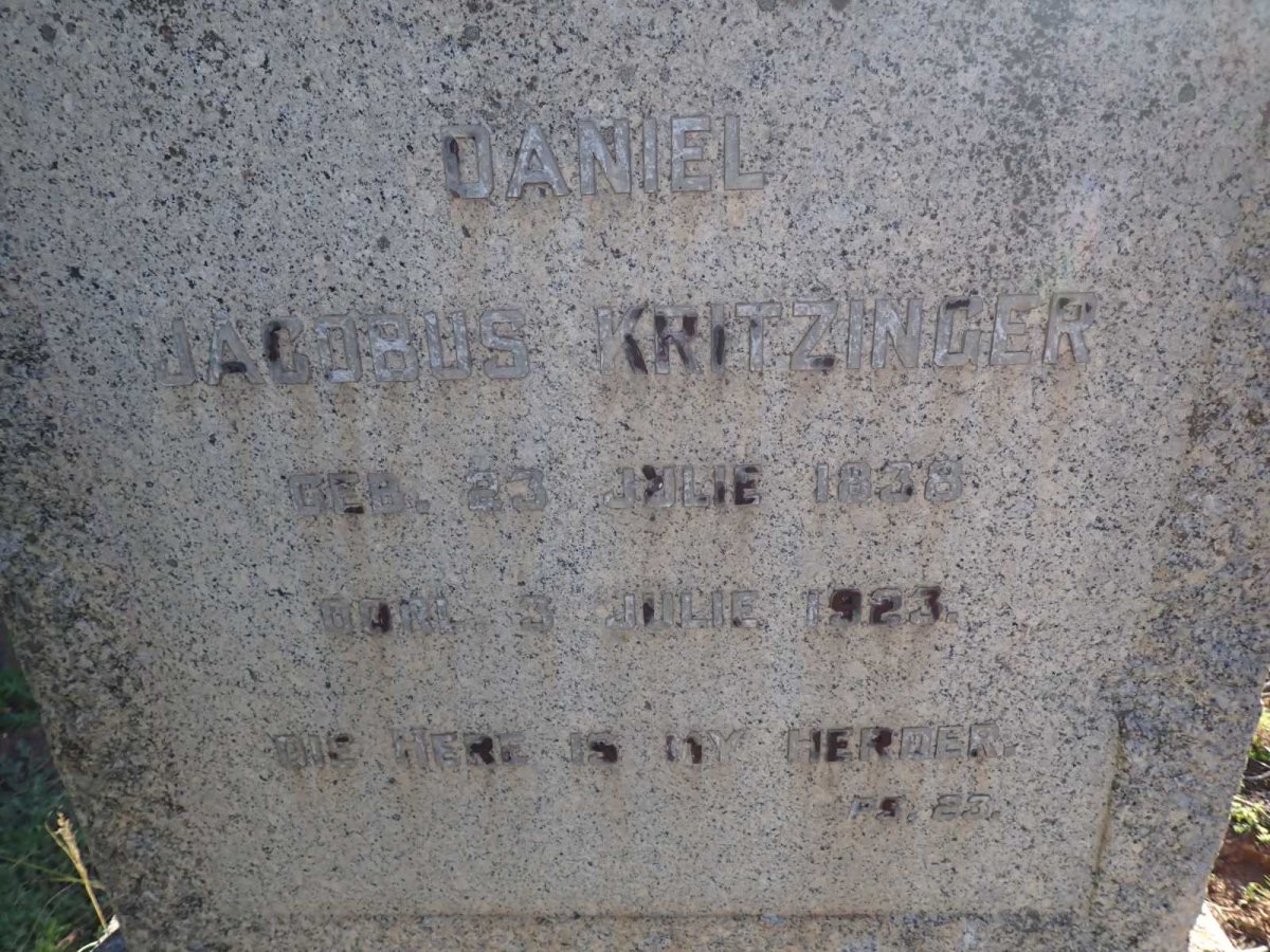 KRITZINGER Daniel Jacobus 1838-1923