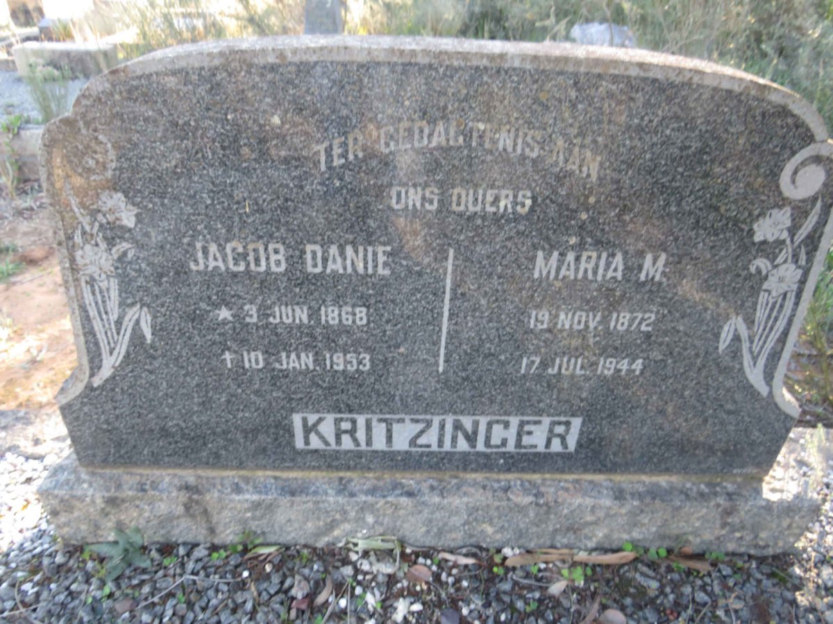 KRITZINGER Jacob Danie 1868-1953 & Maria M. 1872-1944