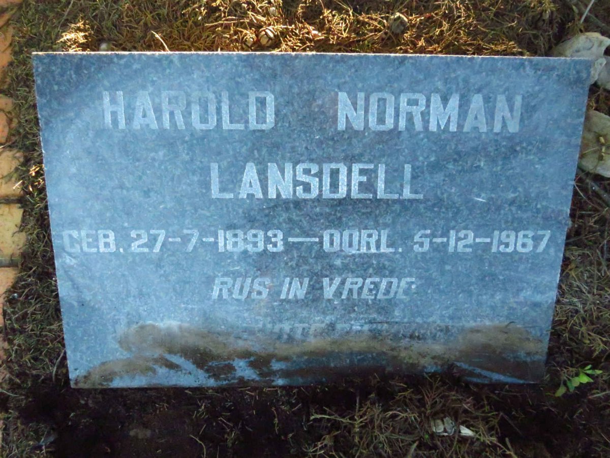 LANSDELL Harold Norman 1893-1967