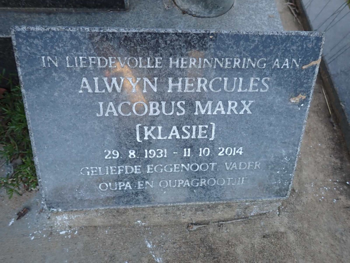 MARX Alwyn Hercules Jacobus 1931-2014