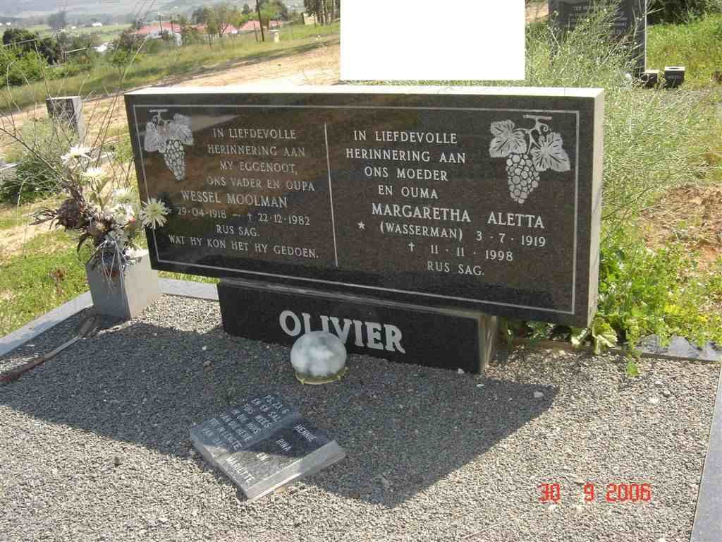 OLIVIER Wessel Moolman 1918-1982 &amp; Margaretha Aletta WASSERMAN 1919-1998