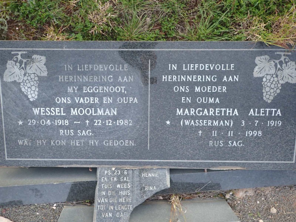 OLIVIER Wessel  Moolman 1918-1982 & Margaretha Aletta WASSERMAN 1919-1998_1