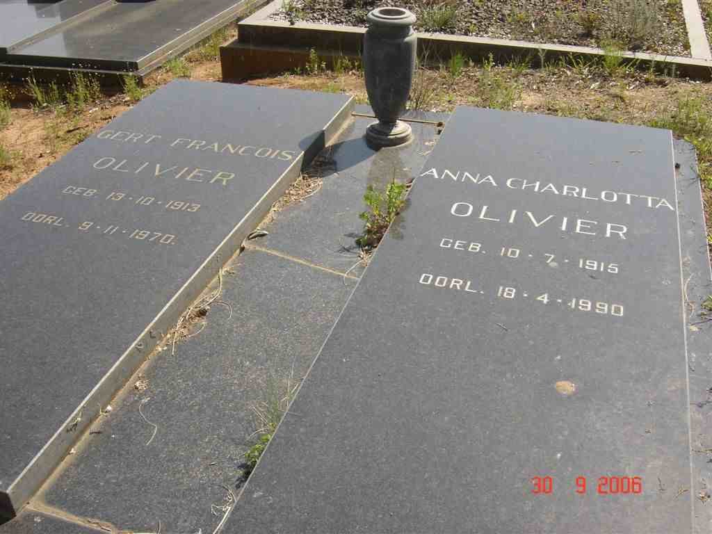 OLIVIER Gert Francois 1913-1970 &amp; Anna Charlotta 1915-1990