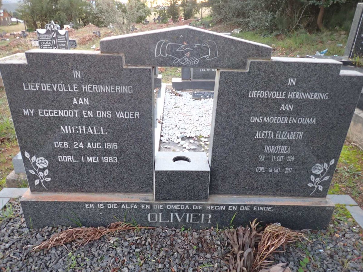 OLIVIER Michael 1916-1983 & Aletta Elizabeth Dorothea 1929-2017