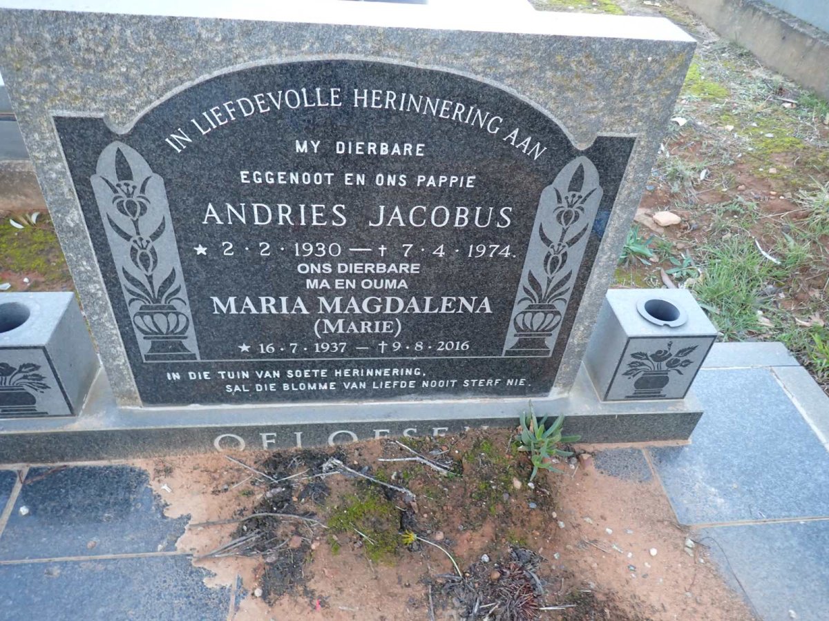 OELOFSEN Andries Jacobus 1930-1974 & Maria Magdalena  1937-2016