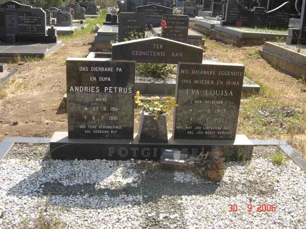 POTGIETER Andries Petrus 1911-1991 &amp; Eva Louisa OELOFSEN 1903-1972