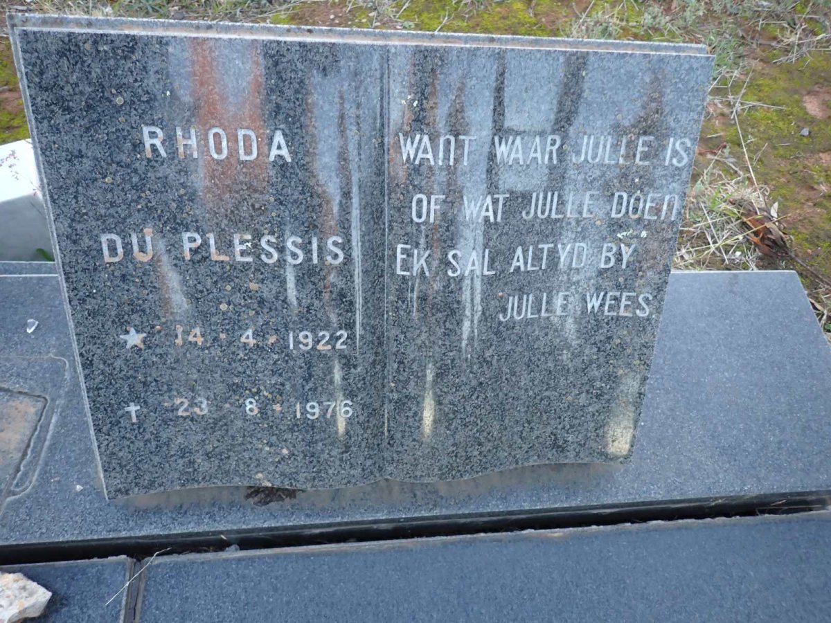 PLESSIS Rhoda, du 1922-1976