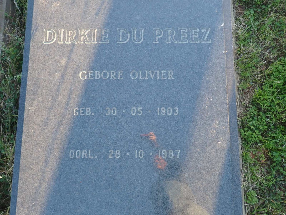 PREEZ Dirkie, du nee OLIVIER 1903-1987