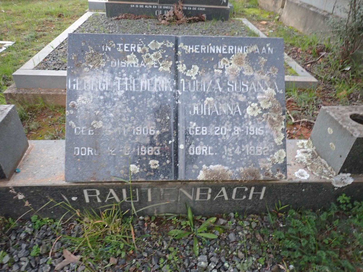 RAUTENBACH George Frederik 1906-1983 & Louisa Susanna Johanna 1915-1982