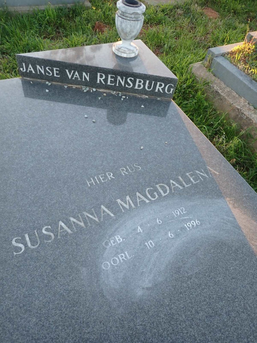 RENSBURG Susanna Magdalena, Janse van 1912-1996