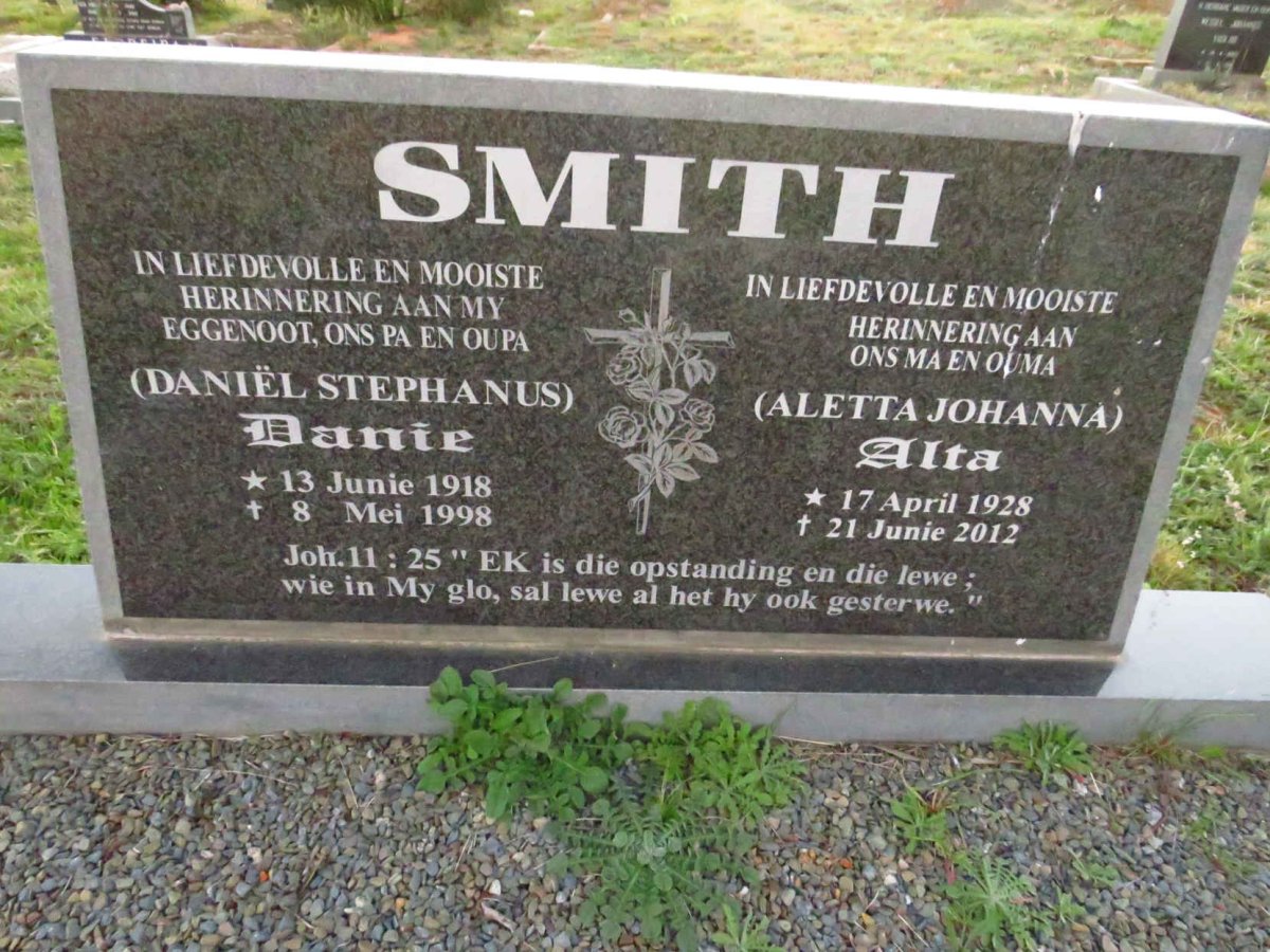 SMITH Daniel Stephanus 1918-1988 & Aletta Johanna 1928-2012