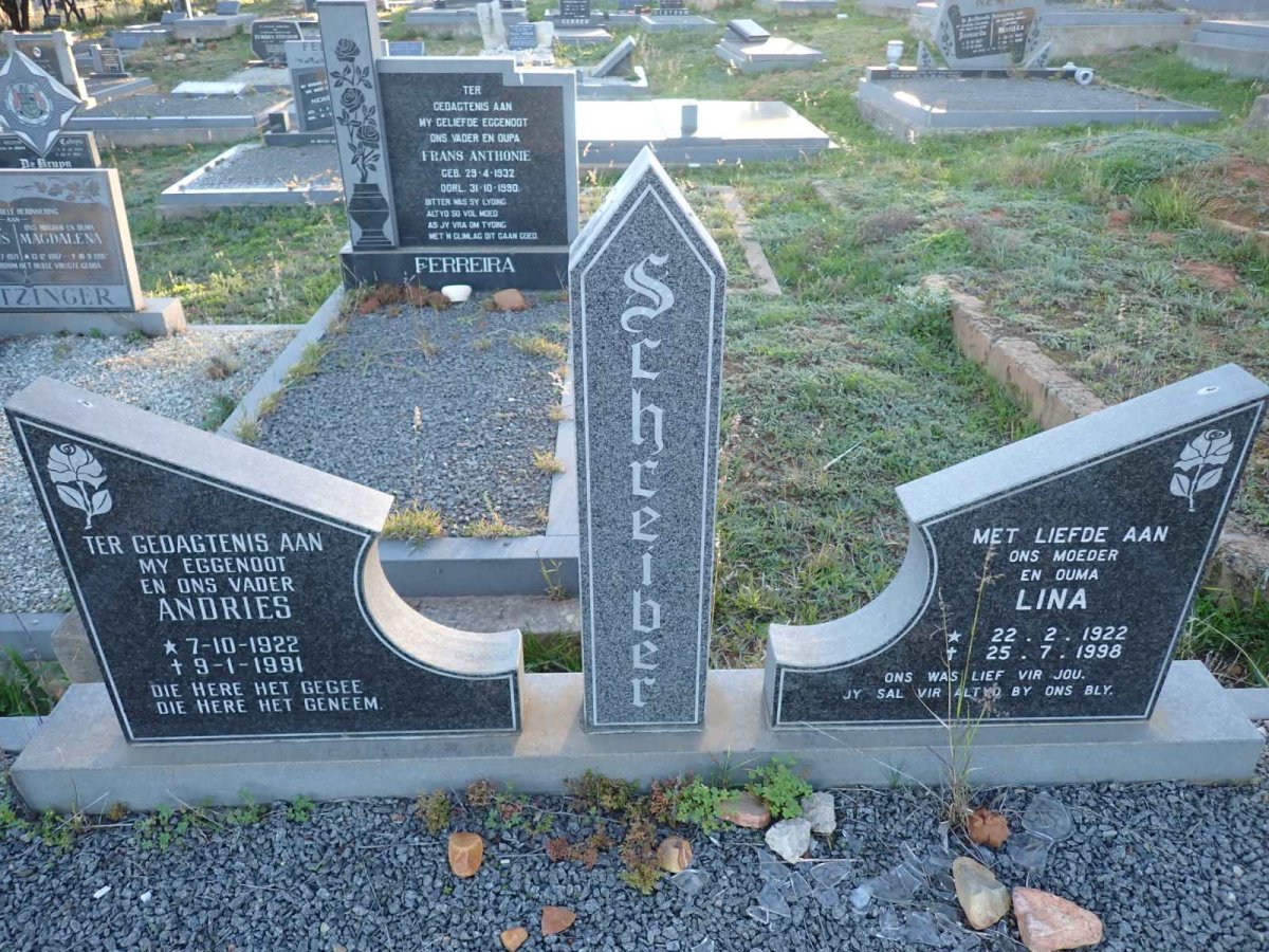 SCHREIBER Andries 1922-1991 & Lina 1922-1998