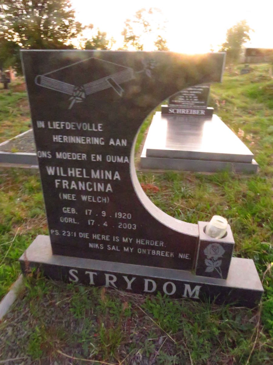 STRYDOM Wilhelmina Francina nee WELCH 1920-2003