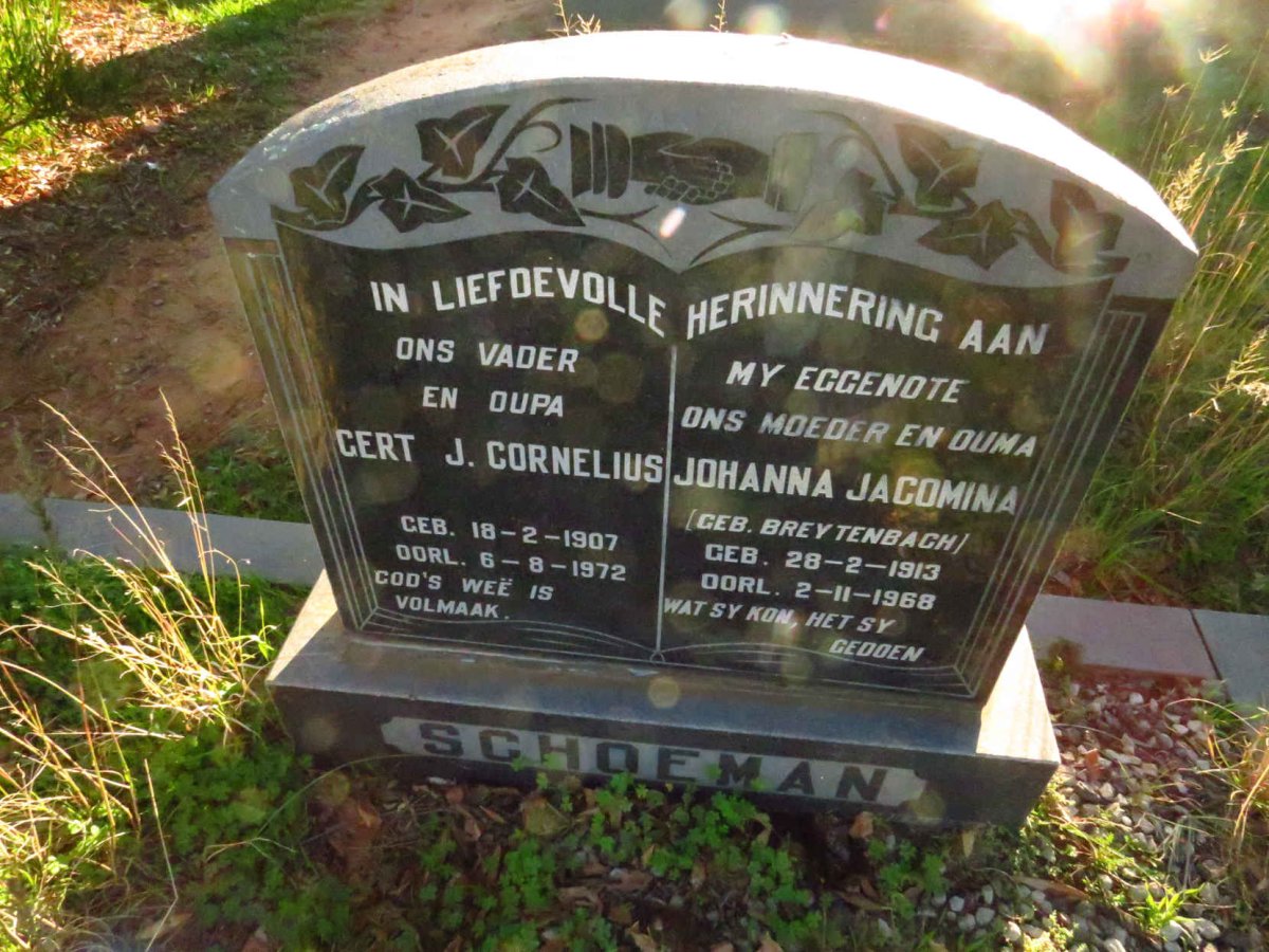 SCHOEMAN Gert J. Cornelius 1907-1972 & Johanna Jacomina BREYTENBACH 1913-1968