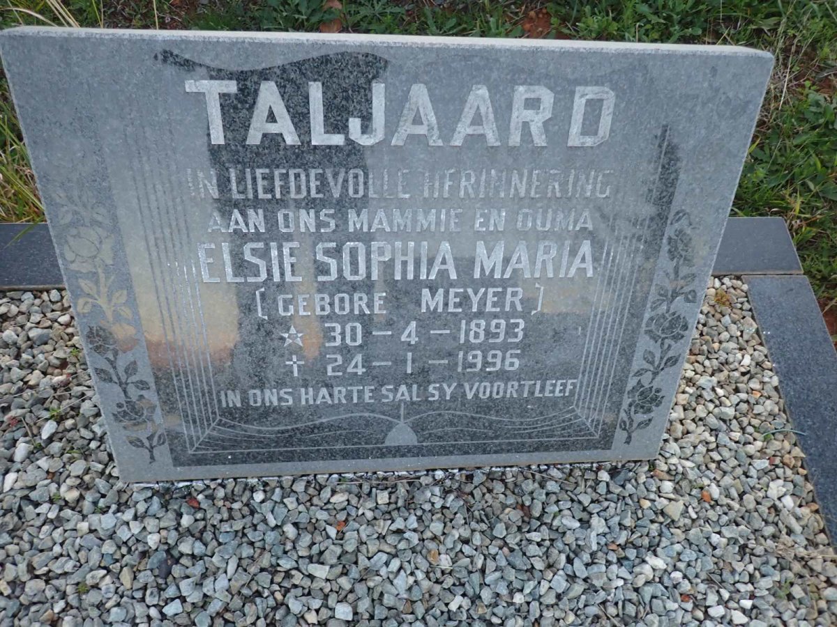 TALJAARD Elsie Sophia Maria nee MEYER 1893-1996