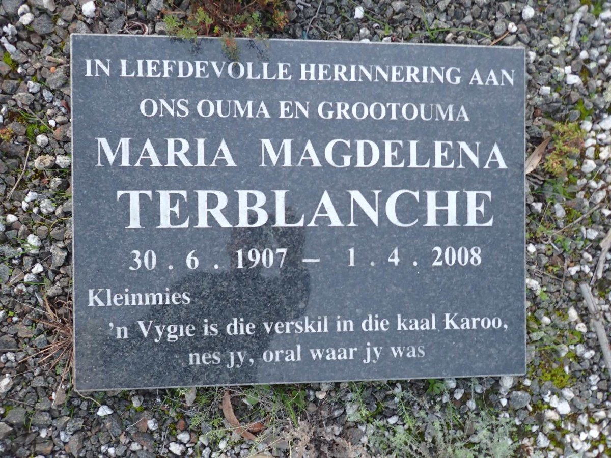 TERBLANCHE Maria Magdalena 1907-2008