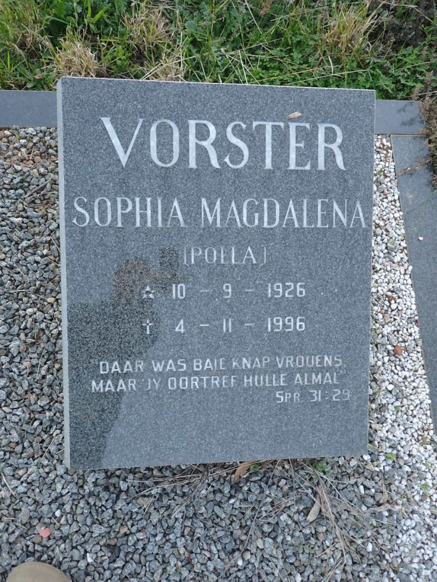 VORSTER Sophia Magdalena 1926-1996