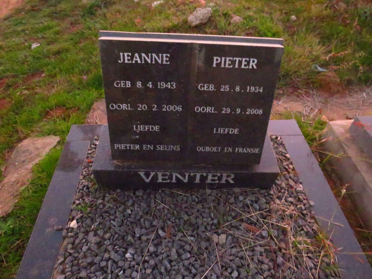 VENTER Pieter 1934-2008 & Jeanne 1943-2006