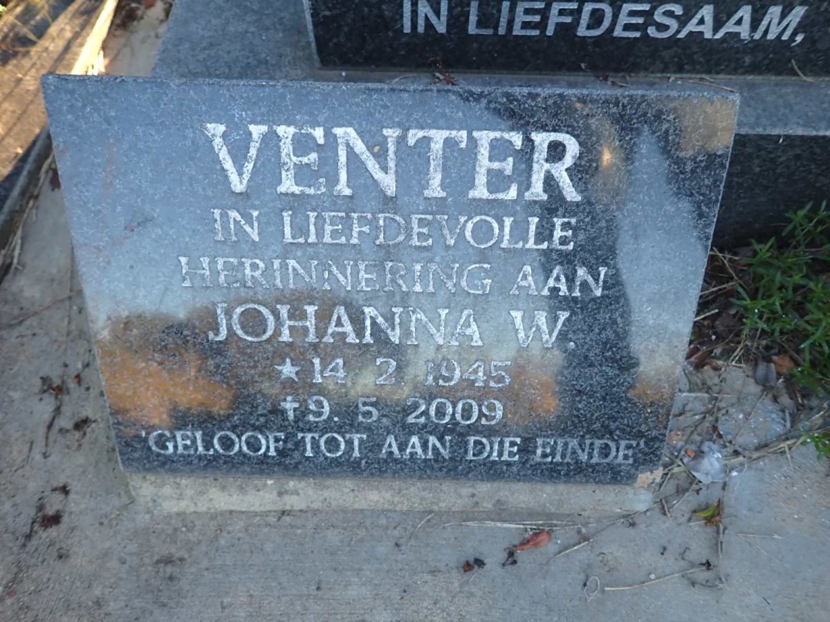 VENTER Johanna W. 1945-2009