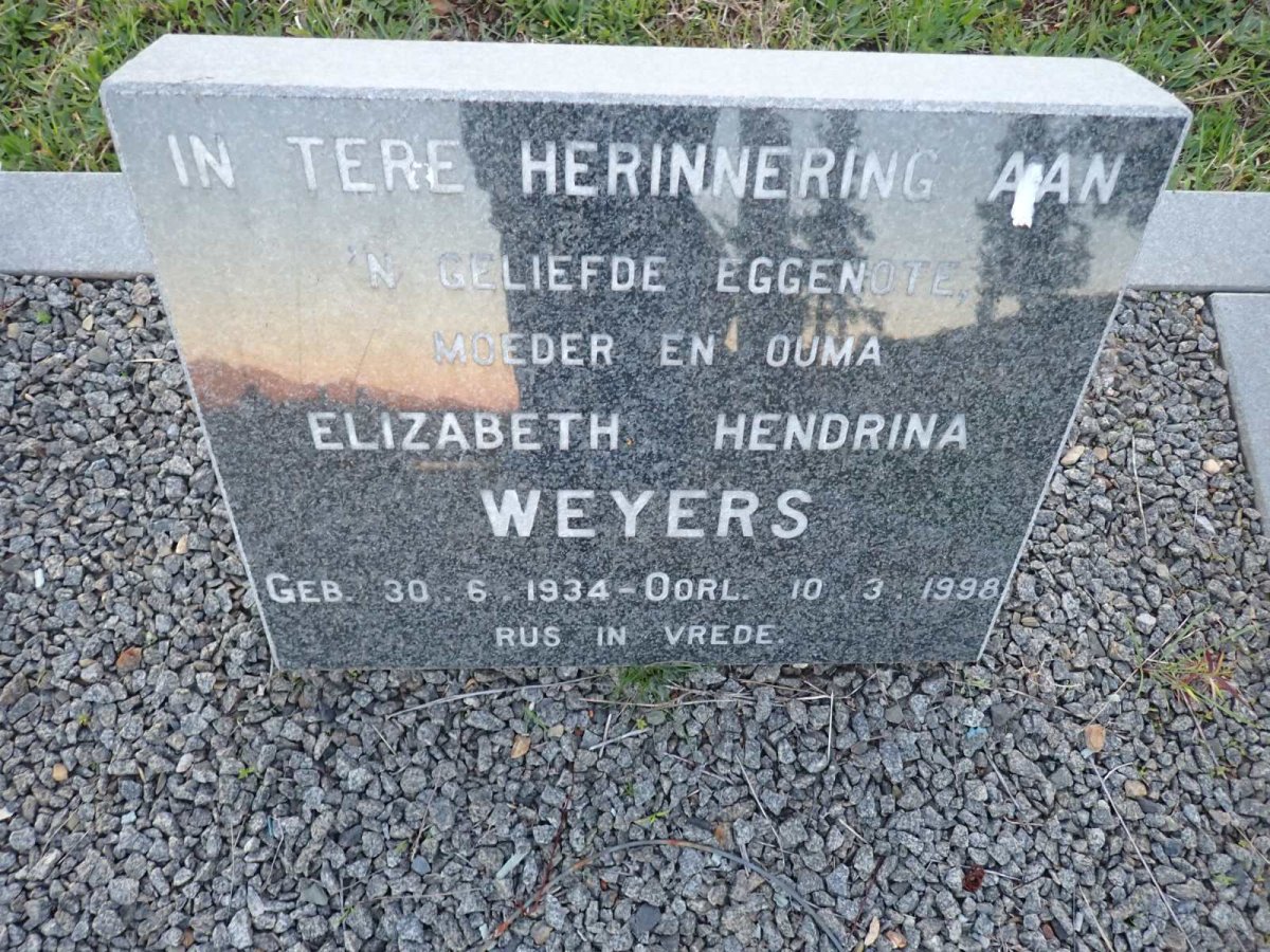 WEYERS Elizabeth Hendrina 1934-1998