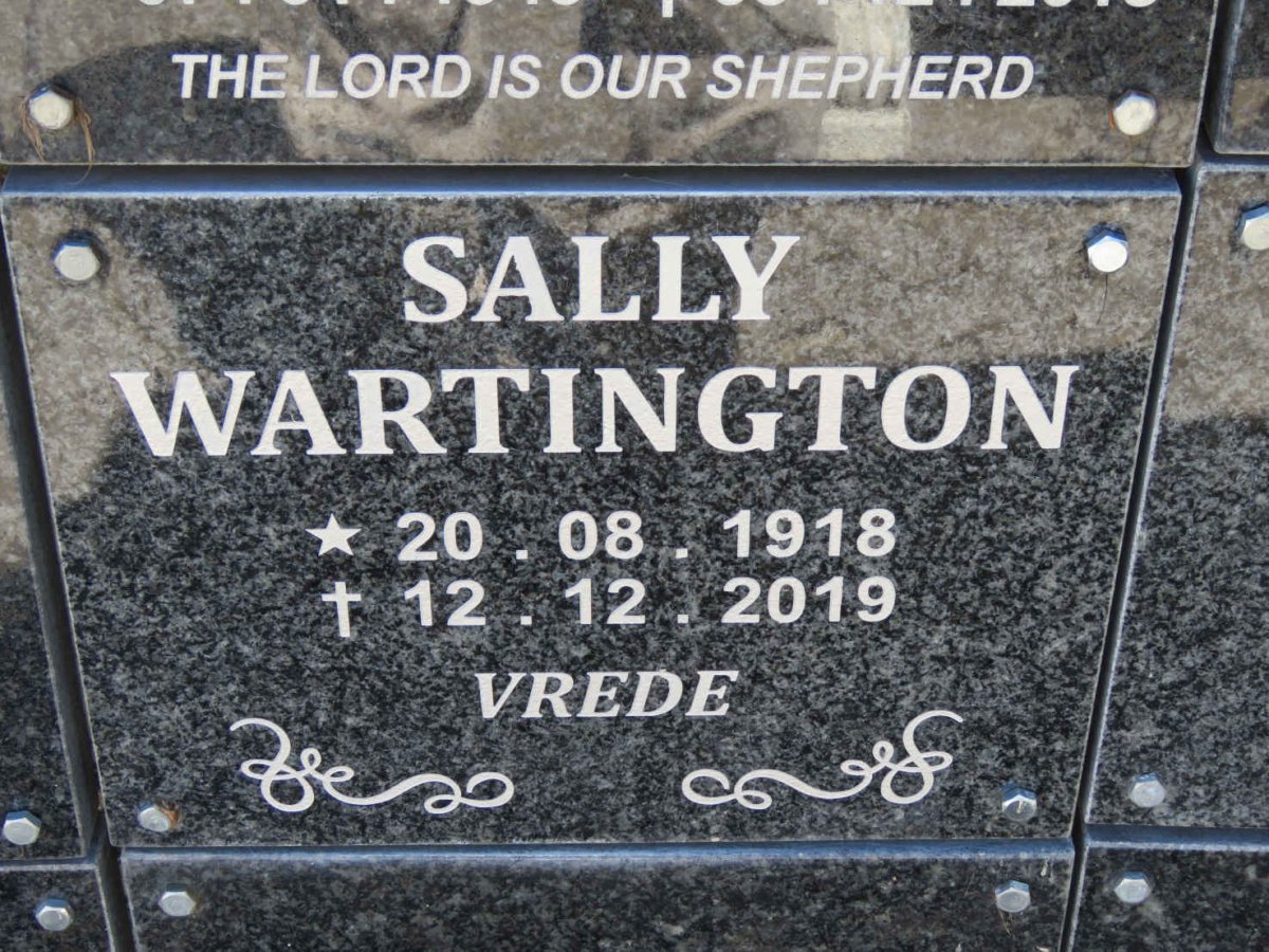 WARTINGTON Sally 1918-2019