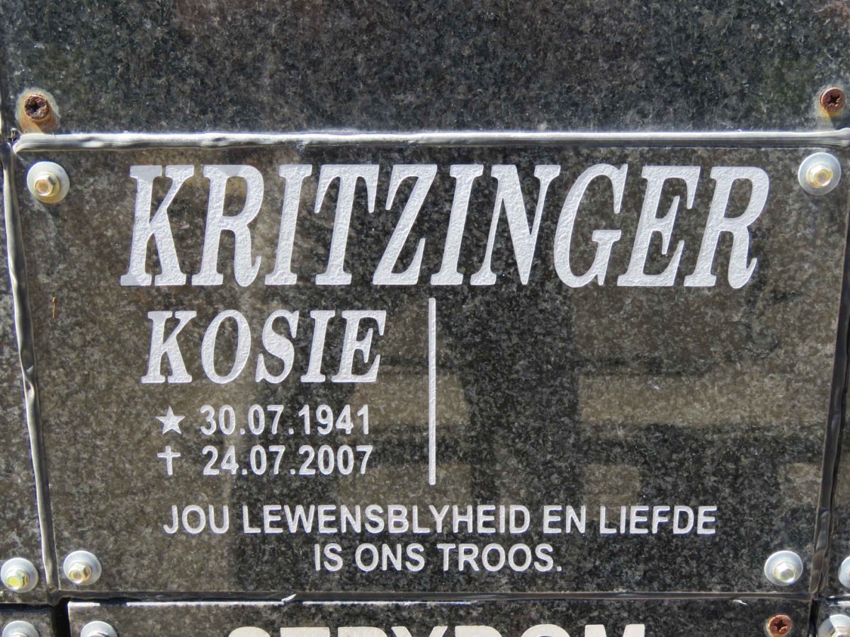 KRITZINGER Kosie 1941-2007