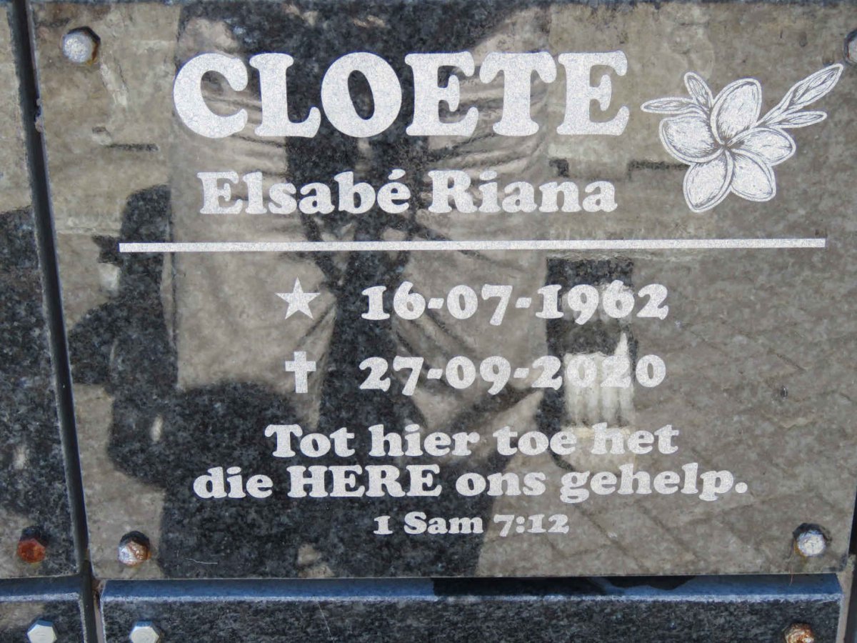 CLOETE Elsabé Riana 1962-2020