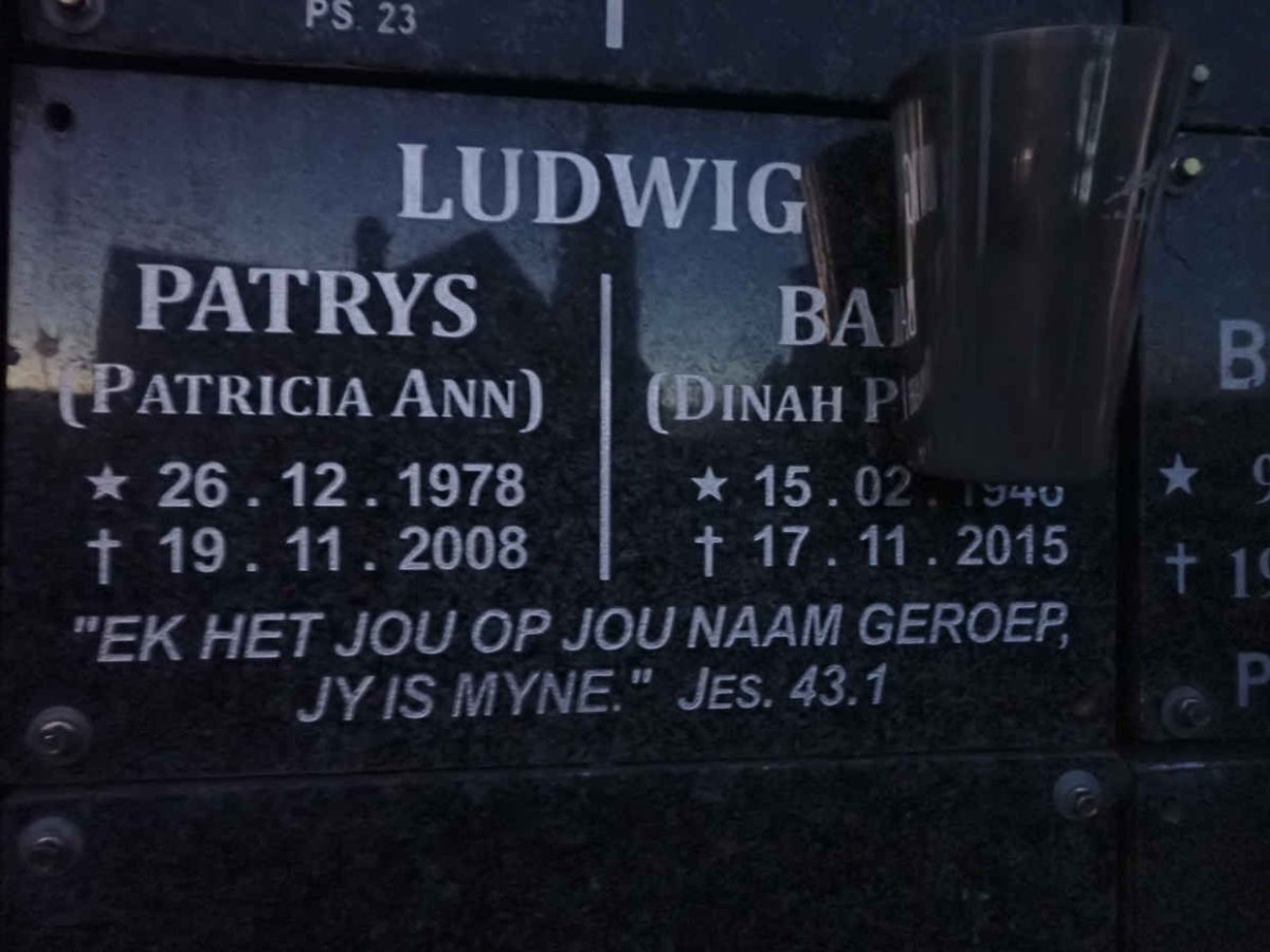 LUDWIG Patricia Ann 1978-2008 :: LUDWIG Dinah P. 1940-2015