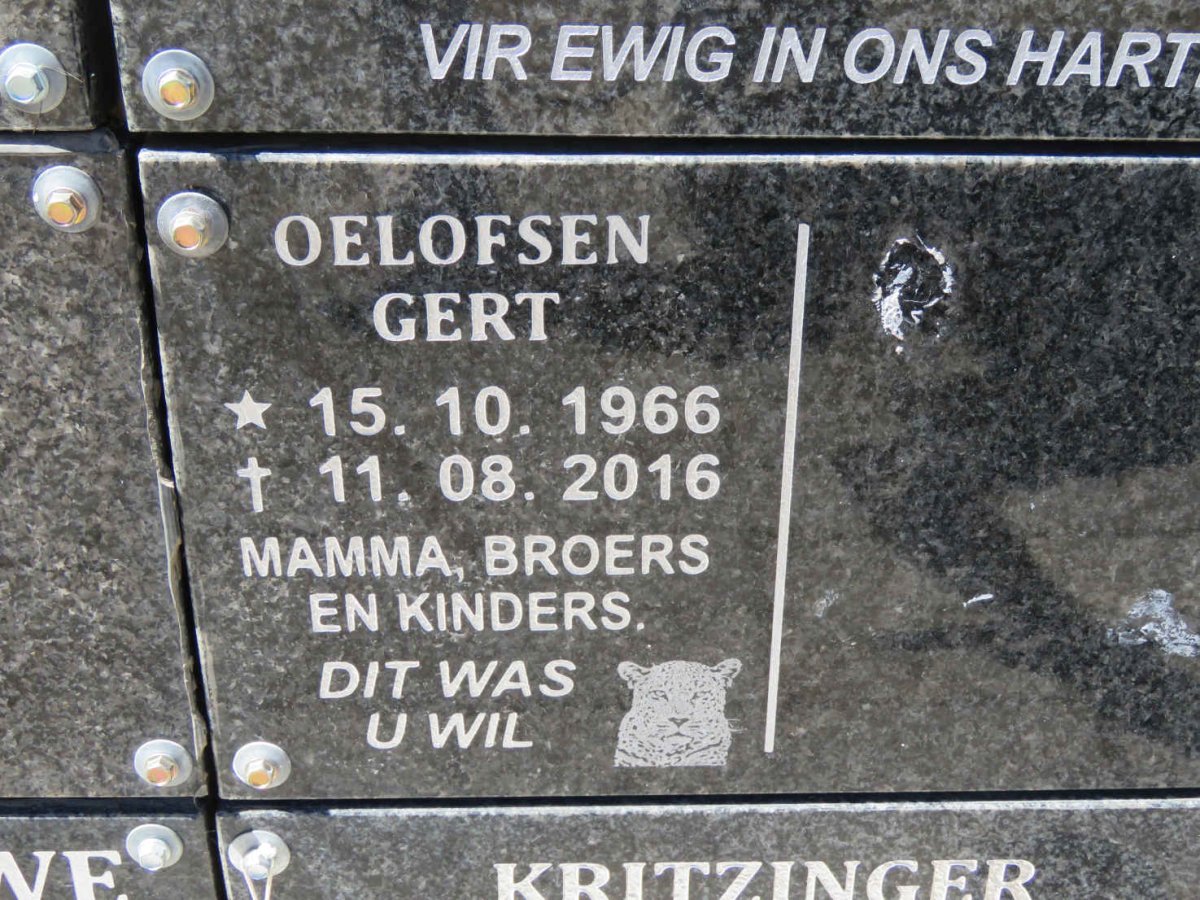 OELOFSEN Gert 1966-2016