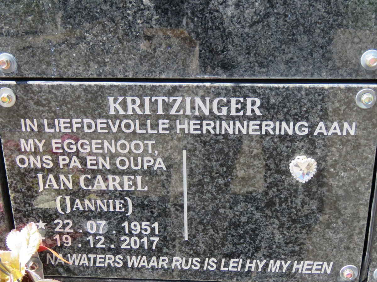 KRITZINGER Jan Carel 1951-2017