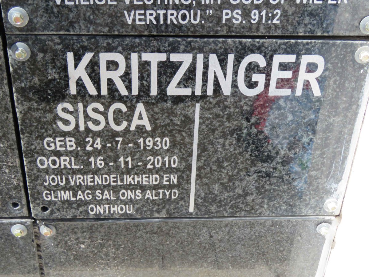 KRITZINGER Sisca 1930-2010
