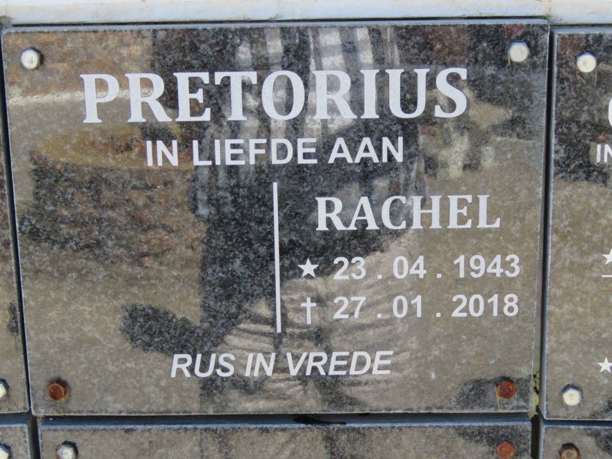 PRETORIUS Rachel 1943-2018