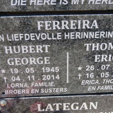 FERREIRA Thomas Eric 1943-2019 :: FERREIRA Hubert George 1945-2014