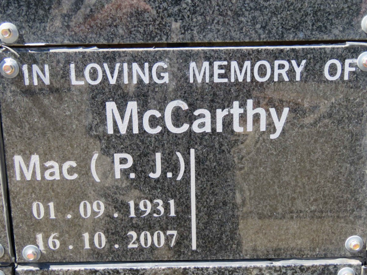 McCARTHY P.J. 1931-1970