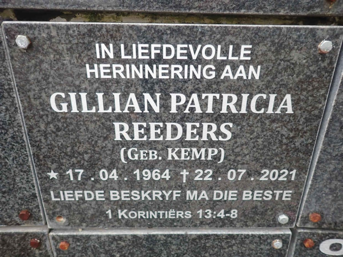 REEDERS Gillian Patricia nee KEMP 1964-2021