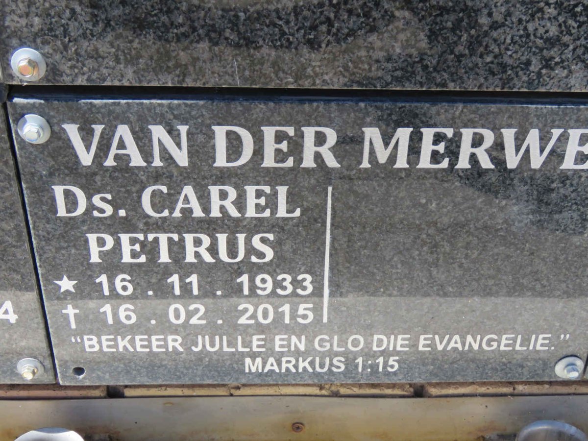 MERWE Carel Petrus, van der 1933-2015