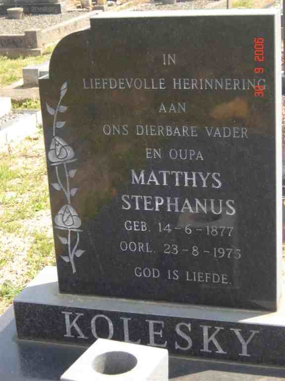 KOLESKY Mathys Stephanus 1877-1975