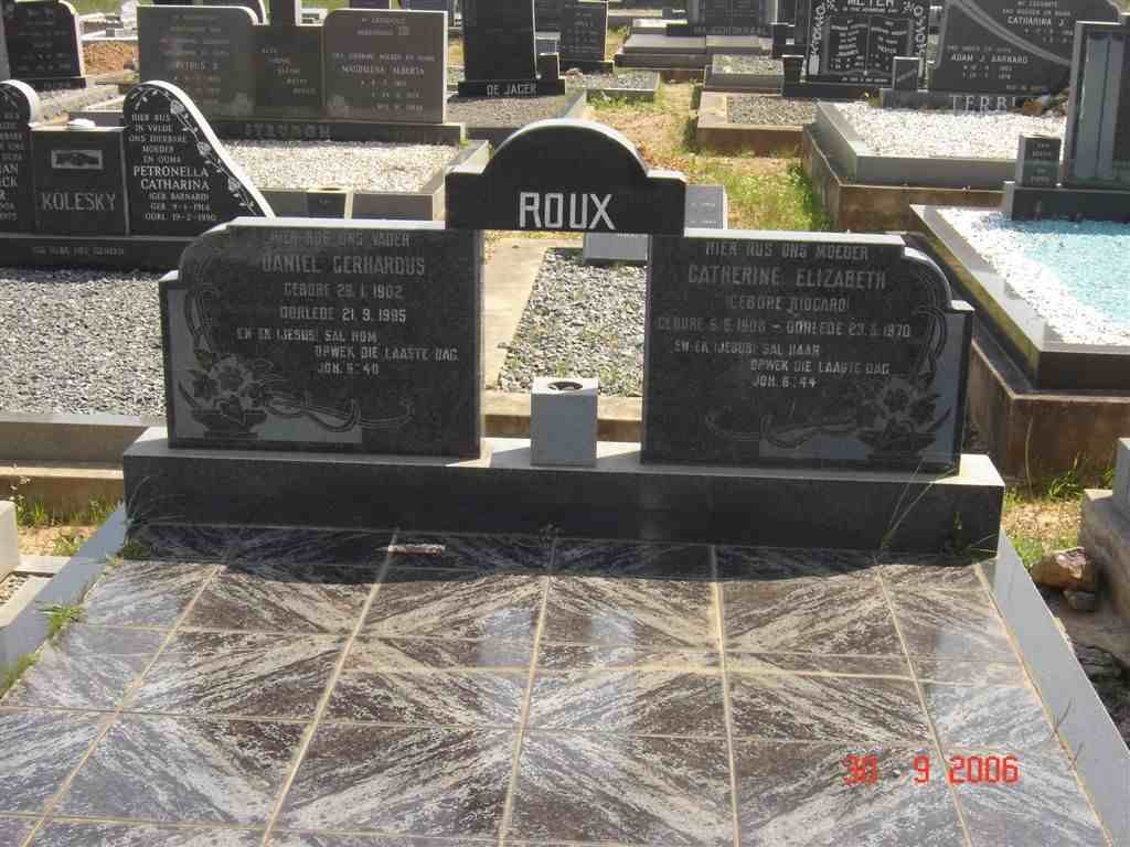 ROUX Daniel Gerhardus 1902-1995 &amp; Catherine Elizabeth RIDGARD 1908-1970