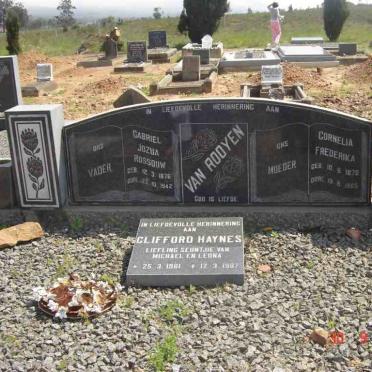 ROOYEN Gabriel Jozua Rossouw, van 1876-1942 &amp; Cornelia Frederika 1879-1965 :: HAYNES Clifford 1981-1987