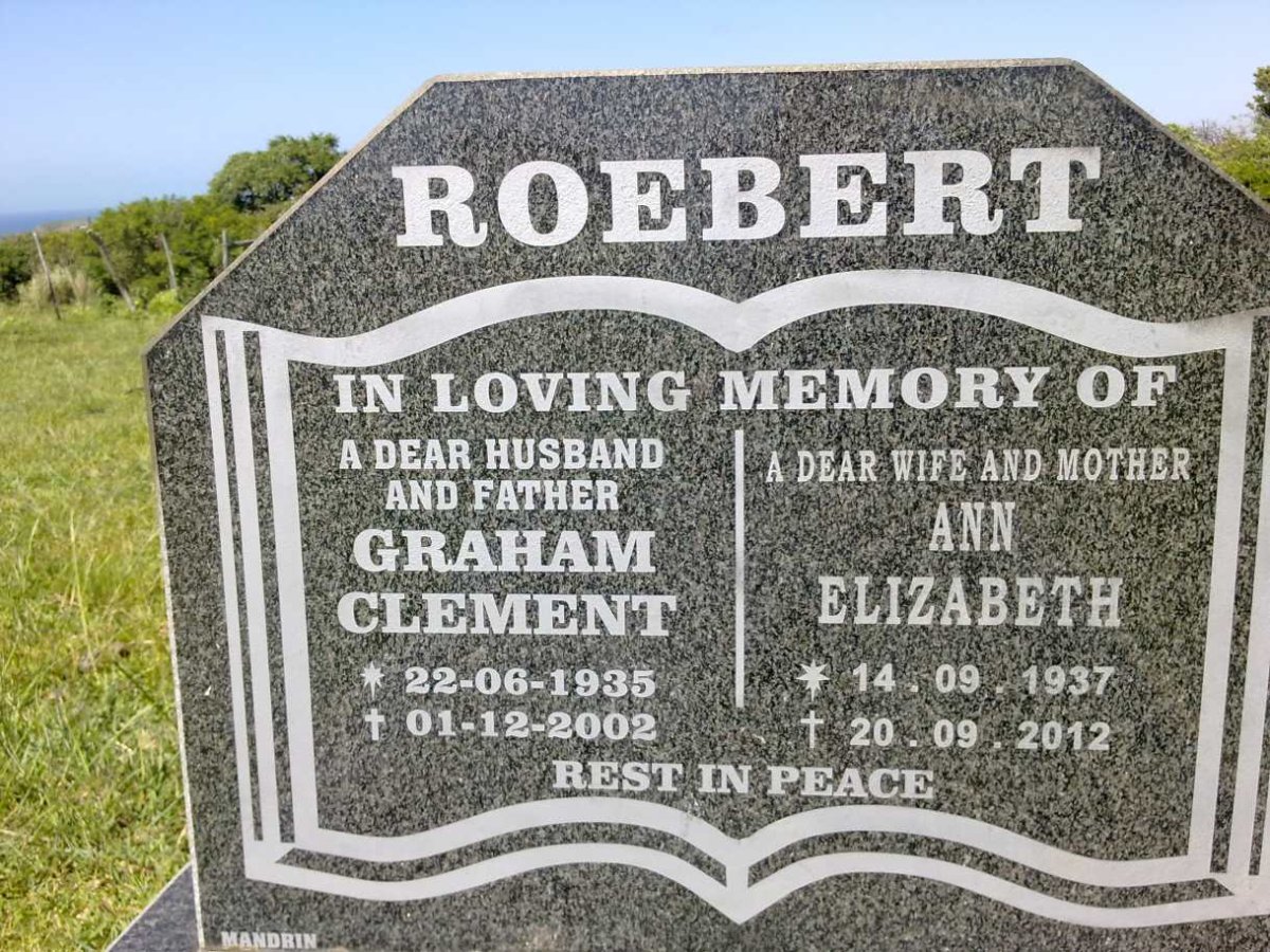 ROEBERT Graham Clement 1935-2002 &amp; Ann Elizabeth 1937-2012