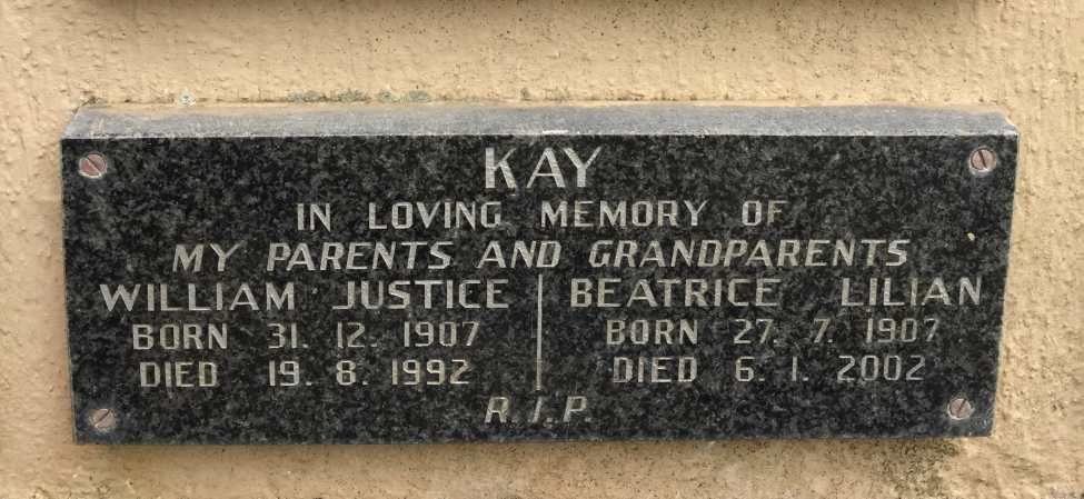 KAY William Justice 1907-1992 &amp; Beatrice Lilian 1907-2002