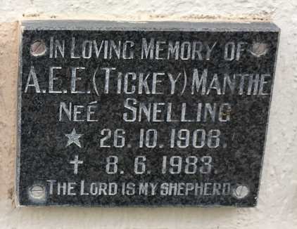 MANTHE Alice Edith Ellen nee SNELLING 1908-1985