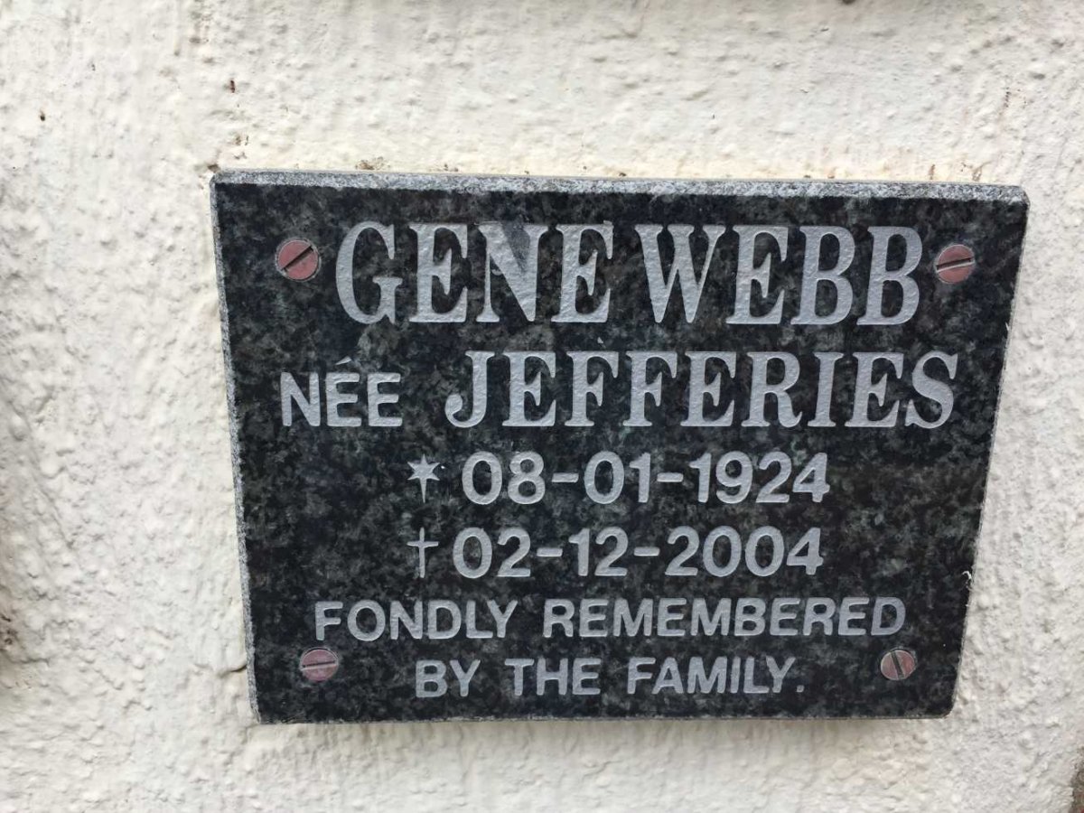 WEBB Gene nee JEFFERIES 1924-2004