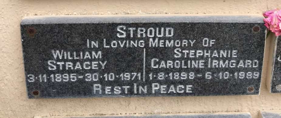 STROUD William Stracey 1895-1971 &amp; Stephanie Caroline Irmgard 1898-1989