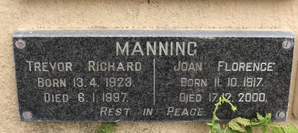 MANNING Trevor Richard 1923-1997 &amp; Joan Florence 1917-2000